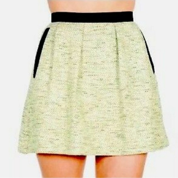 blue French Connection Bel Air tweed flared mini skirt sz 2 - Picture 2 of 4